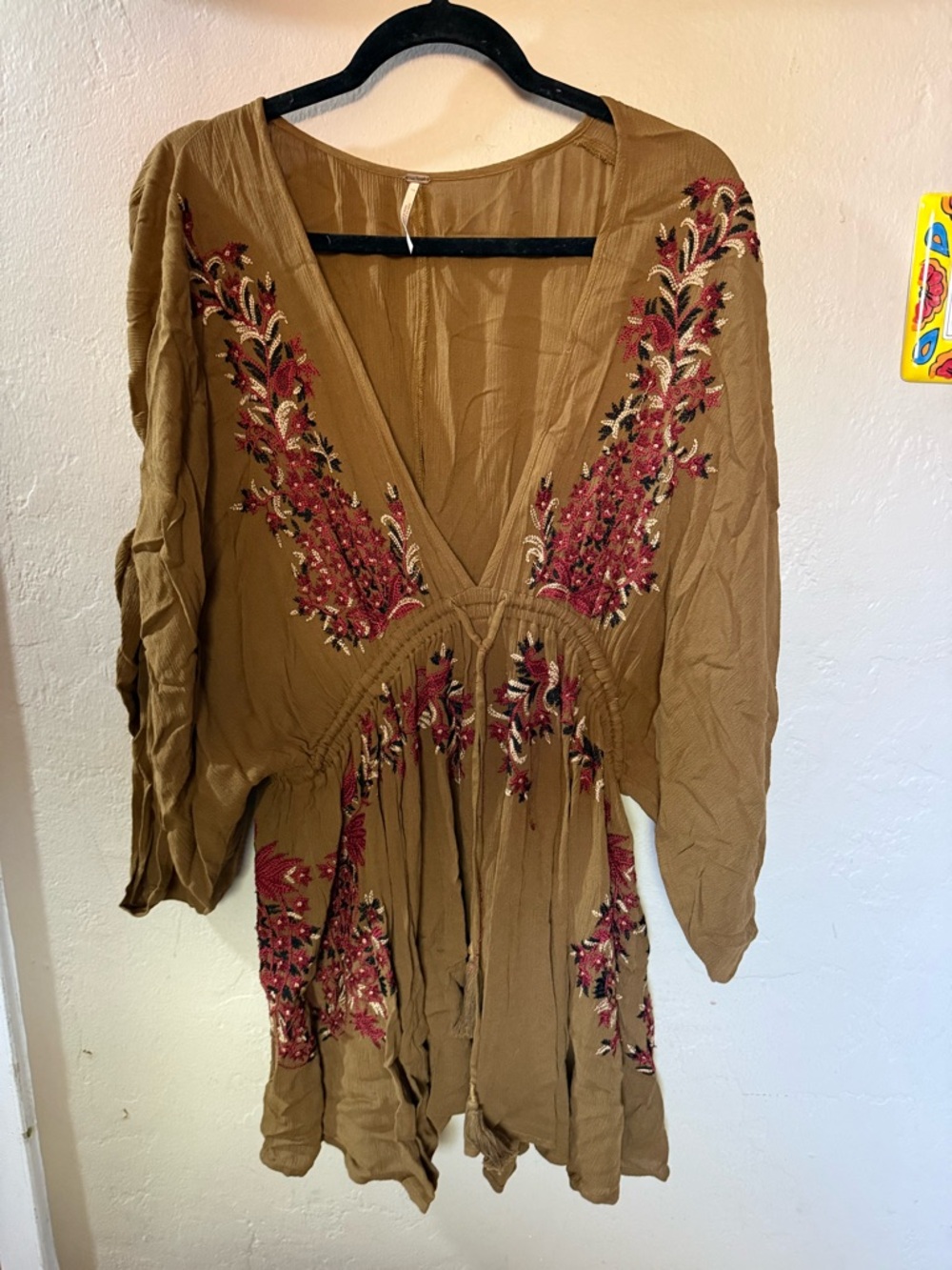 Free People Mustard Yellow Lightweight Top with Black Trim